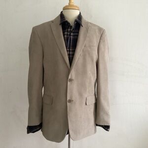 Jean-Paul Germain Tannish Gray TwoButton NotchCollar Microfiber Blazer Size 40R